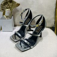 Fendi 110 Sandals with Fendace Embellished Women Patent Leather Silver