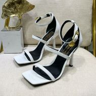 Fendi 110 Sandals with Fendace Embellished Women Patent Leather White