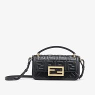 Fendi Baguette Phone Pouch In FF Motif Nappa Leather Black