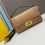 Fendi Medium Baguette Bag In Stitching Leather Apricot