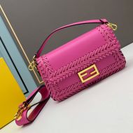 Fendi Medium Baguette Bag In Stitching Leather Rose