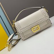 Fendi Medium Baguette Bag In Stitching Leather White