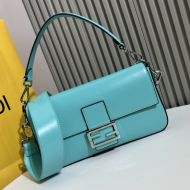 Fendi Medium Baguette Bag In Tiffany Smooth Leather Blue