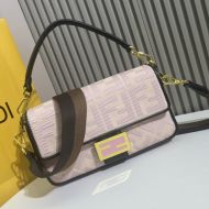 Fendi Medium Baguette Bag In FF Motif Canvas Cherry