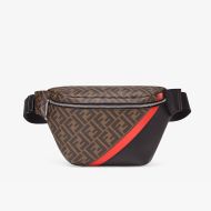 Fendi Belt Bag In FF Motif Fabric Brown/Red