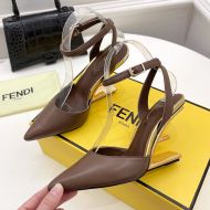 Fendi First Slingback Pumps Women Calf Leather Coffee