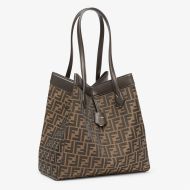 Fendi Large Origami Bag In FF Motif Fabric Brown