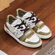 Fendi Match Compact Sneakers with Fendi Strap Unisex Leather White/Green