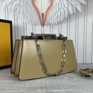 Fendi Medium Peekaboo Cut Bag In Calf Leather Khaki