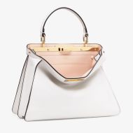 Fendi Medium Peekaboo ISeeU Bag In Nappa Laether White