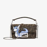 Fendi Mini Baguette Bag In Pokmon Dragon FF Motif Fabric Brown/Blue