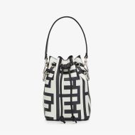 Fendi Mini Mon Tresor Bucket Bag In Fendi Roma Capsule Leather Black/White