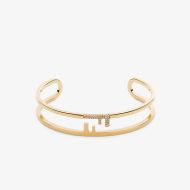 Fendi O'Lock Bangle Bracelet In Metal with Crystals Gold