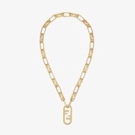 Fendi O'Lock Mesh Necklace In Metal Gold