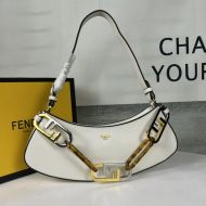 Fendi O'Lock Swing Pouch In Calfskin White