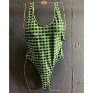 Fendi Reversible Swimsuit Women Checkered FF Motif Lycra Green/Brown