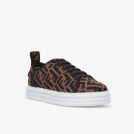 Fendi Rise Sneakers Women FF Motif Fabric Brown