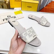 Fendi Signature Slides Women Canvas and Leather White