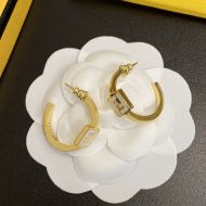 Fendi Small Forever Circular Earrings In Metal with Enamel Gold/White