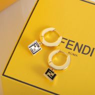 Fendi Small Forever Pendant Earrings In Metal with Enamel Gold/Black