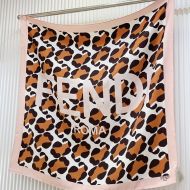 Fendi Square Scarf In Fendi Roma Leopard Motif Silk Pink