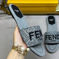 Fendi Sunshine Slides Women FF Motif Denim Grey