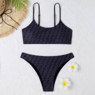 Fendi Underwear Set Women FF Motif Lycra Navy Blue