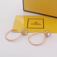 F is Fendi Circular Earrings In Crystals Metal Rose Gold