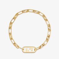 Fendi O'Lock Mesh Choker In Metal Gold